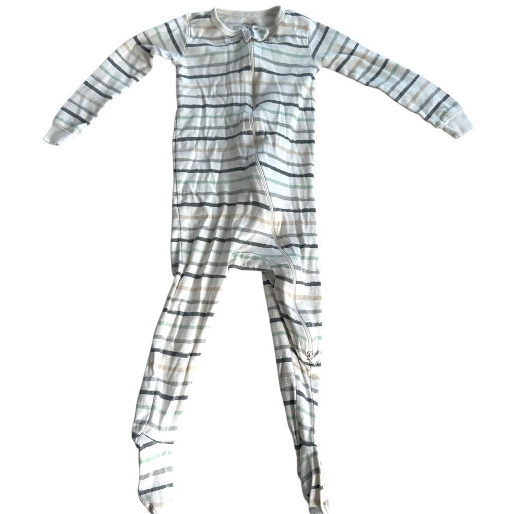 White and Green Tight Fit Sleep & Play One Piece with Cozy Full Body Coverage
